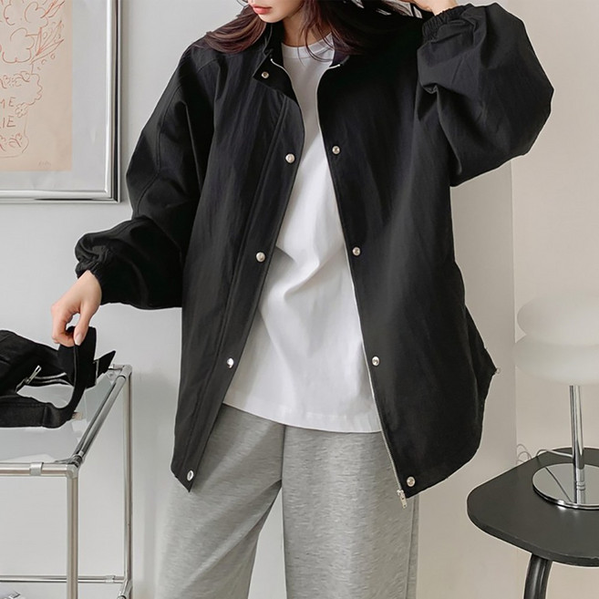 빅걸스토리 빅사이즈 여성 하이넥 스트링 야상자켓