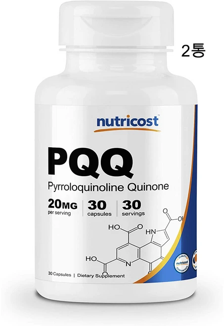 뉴트리코스트 PQQ Pyrroloquinoline Quinone 20mg 30캡슐 X 2통 피롤로퀴놀린퀴논, 30정, 2팩 - 쿠팡