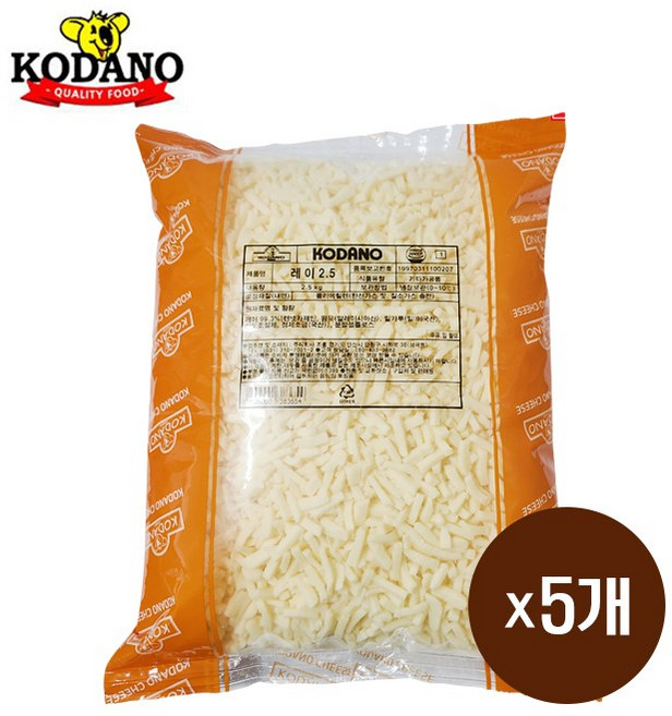 코스트코 피자치즈 대용량 모짜렐라치즈 2.5kg 업소용 가정용 피자 돈까스 떡볶이, 5개