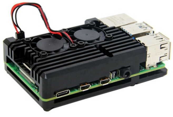 라즈베리파이4 알루미늄 케이스 듀얼쿨링팬 보호쉘