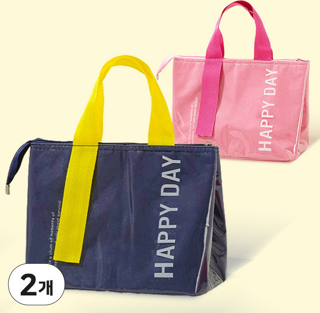직장인 런치백 보온 보냉 도시락 가방 피크닉 보냉백, 2개, 핑크+네이비, 핑크+네이비