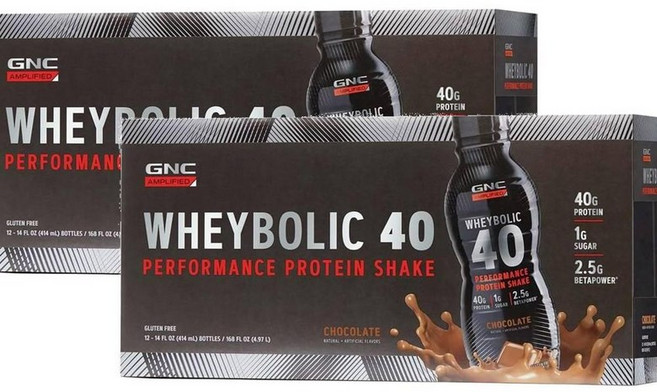 지엔씨 웨이볼릭 40 식사 대용 쉐이크 초콜릿맛 GNC AMP Wheybolic, 24개