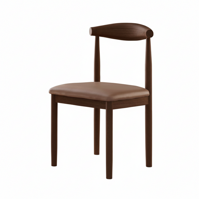 好的家居 木紋牛角椅 - 北歐風格, 1件, 胡桃色架+PU咖