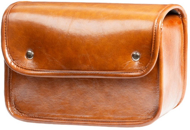 10컬러 스쿠터 오토바이 핸들바 가죽가방 라이더 수납 파우치 클래식 버클 디자인, 브라운(광택)