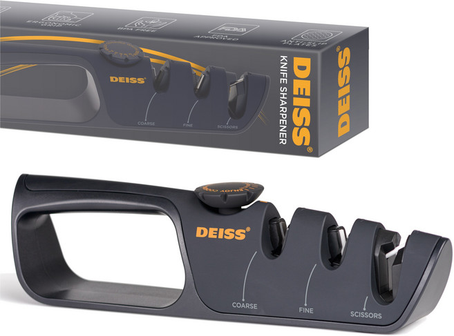 Deiss PRO 다이스 칼갈이 각도 조절 가능한 노브를 갖춘 칼가위갈이 숫돌 연마기, 검은색, 1개