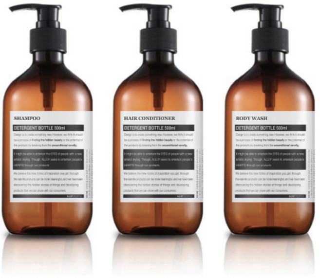 알루이 욕실 디스펜서 공병 500ml 3종 세트, 갈색병 3종세트, 3개