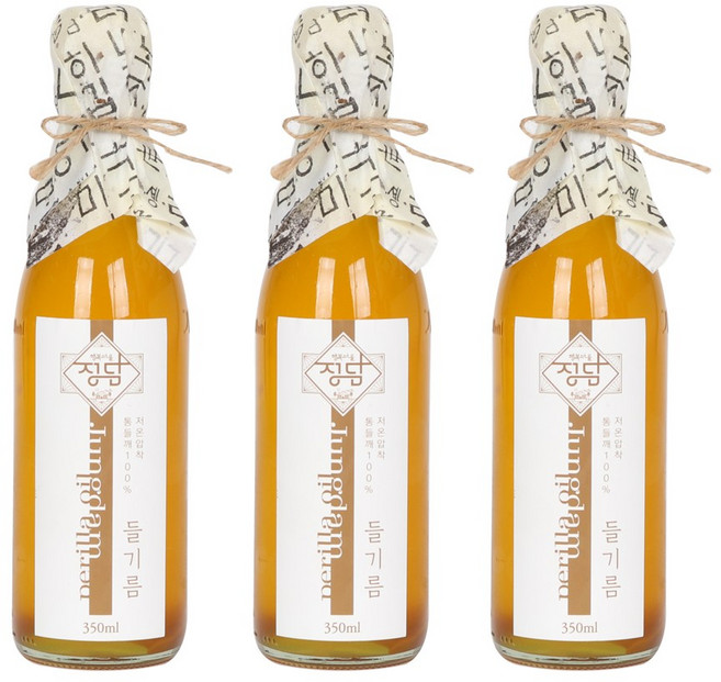 정담행복마을 저온압착 들기름, 3개, 350ml