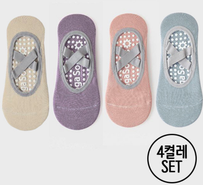 미끄럼방지 논슬립 밴딩 토삭스 필라테스 요가 양말 4종세트