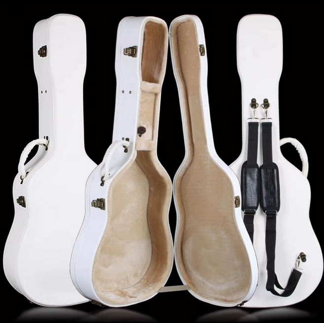 기타 하드케이스 통기타 보관함 백팩 일렉 충격방지, 1개, 41/40 평면 화이트 더블 숄더형