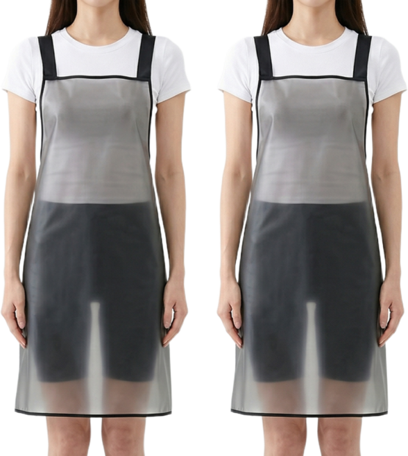 리즈앤모어 주방 방수 앞치마 h형 초경량, 2개, 블랙