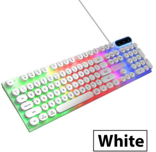 미니 키보드 유선 사무실 게이밍 RGB 백라이트 기계식 느낌 컴퓨터 노트북 Microsoft Windows 및 IOS 시스템용 K500, 청축, 없음, 1) White Keyboard, 없음