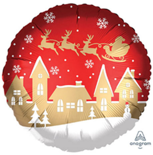 피플스파티 크리스마스 18인치 45cm 은박풍선 호일풍선, 1장, M39_사틴 산타빌리지