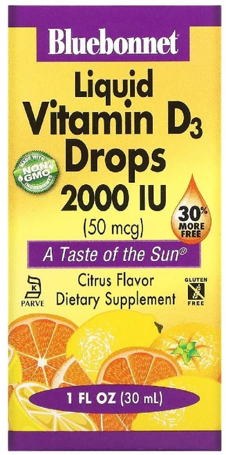 블루본넷뉴트리션 액상 비타민 D3 드랍 감귤향 2000 IU 1 액량 온스 (30ml), 1개, 1개, 30ml - 쿠팡
