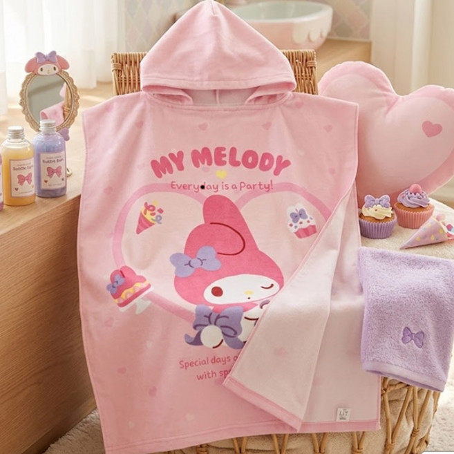 산리오 마이멜로디 유아 아동 물놀이 비치타올 큐트 후드 가운 보들보들 극세사 목욕 수건