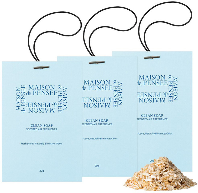 메종드 펜세 퍼퓸 에어프레셔너 샤쉐 차량용 방향제, 3개, 클린 솝