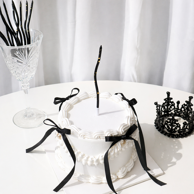 웨이브초 6개입 X 2팩 / 생일초 케이크초 마블웨이브초, 1세트, 블랙