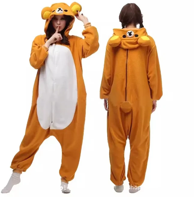새로운 귀여운 만화 캐릭터 Rilakkuma Kigurumi 곰 자매 성인 애니메이션 점프 슈트 잠옷 Kawaii Anime Per, 04 S  height 150-10cm, 01 B