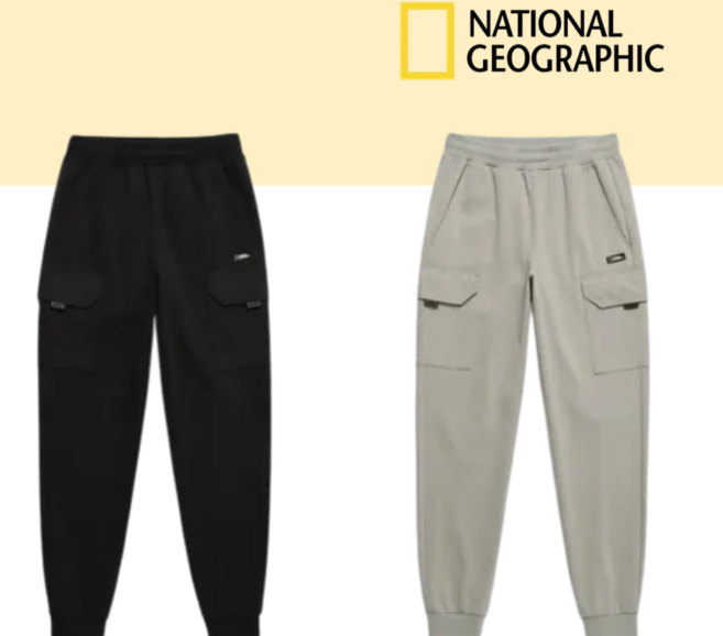 (신상A/S가능) 내셔널지오그래픽 데일리 캐주얼 남녀공용 아웃도어 운동복 츄리닝 긴바지 슐리언 카고포켓 트레이닝 조거 팬츠