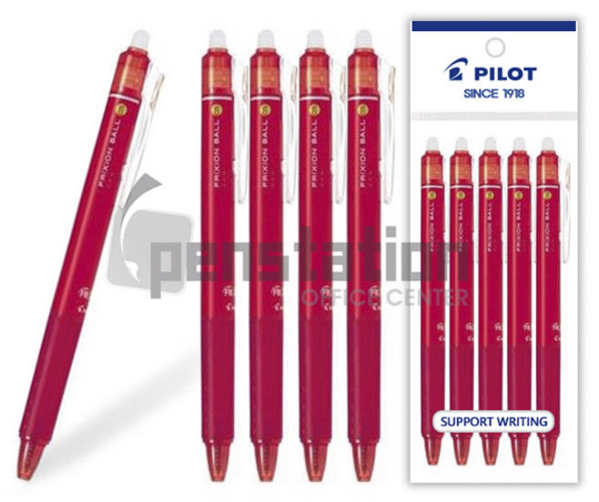 파이롯트 프릭션 노크 지워지는 볼펜 0.5mm 블루/레드 5개 세트, 프릭션 노크 0.5mm 레드 5개 세트