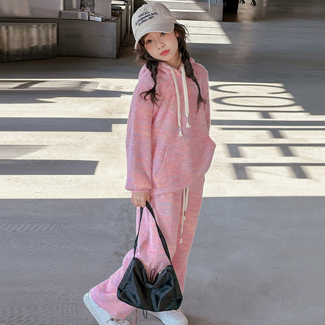 베비포 니트 후드 와이드 팬츠 상하세트 -VX8