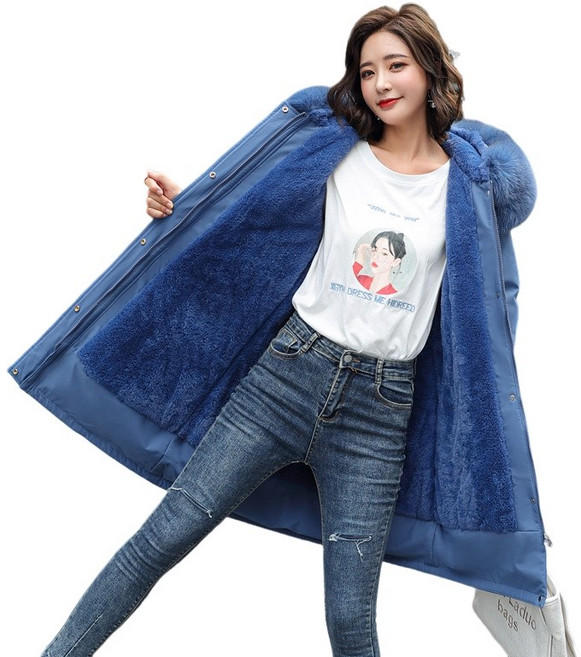 여성용 오버핏 털안감 후드 롱패딩 점퍼 겨울 야상 기모 자켓 아우터 빅사이즈 M~6XL 뉴타임즈 R59M93