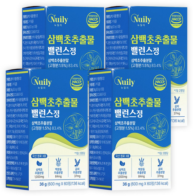 국산 삼백초 추출물 맥문동 곰피 분말 복합정, 4개, 60정