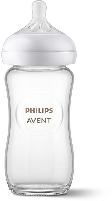 Philips AVENT 자연스러운 반응 젖꼭지가 있는 유리 천연 아기 젖병 226.8g(8온스) 1팩 SCY913/01