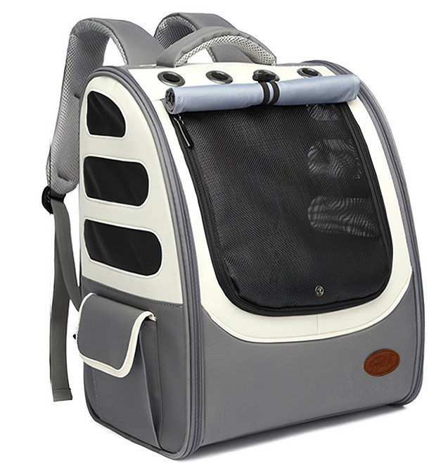 스페이스캣 반려동물 3면 통풍 백팩형 이동가방, 그레이, 1개