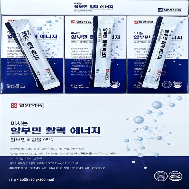 (무 배) 일양약품 마시는 알부민 활력 에너지 알부민복합물 98% / 15g X 30포 (450 g /300 kcal), 1개, 450g