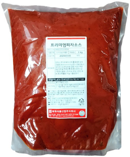 태원식품 프리미엄 피자소스 3KG BOX, 5개