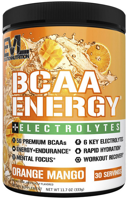 EVLUTIONNUTRITION BCAA ENERGY支鏈胺基酸電解質能量補充粉 柳橙芒果口味, 1個, 333g