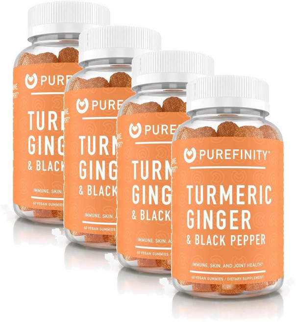 퓨어피니티 터메릭 커큐민 진저 블랙페퍼 구미 PUREFINITY Turmeric Ginger Black Pepper, 4개, 60정