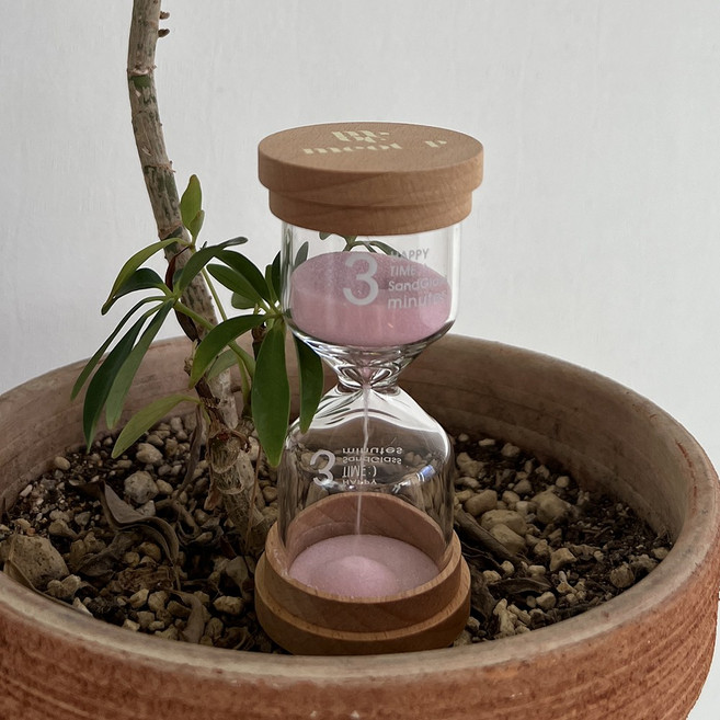 멋픽 강화유리 3분 10분 15분 한시간 인테리어 모래시계, 60분, 우드 파스텔 핑크