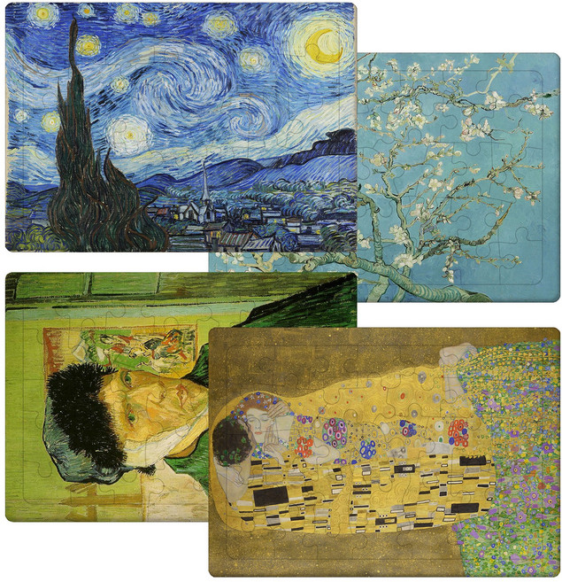 아몬드나무 별이빛나는밤 키스 붕대를감은자화상 고흐 퍼즐 35피스 4종 1세트, 4개