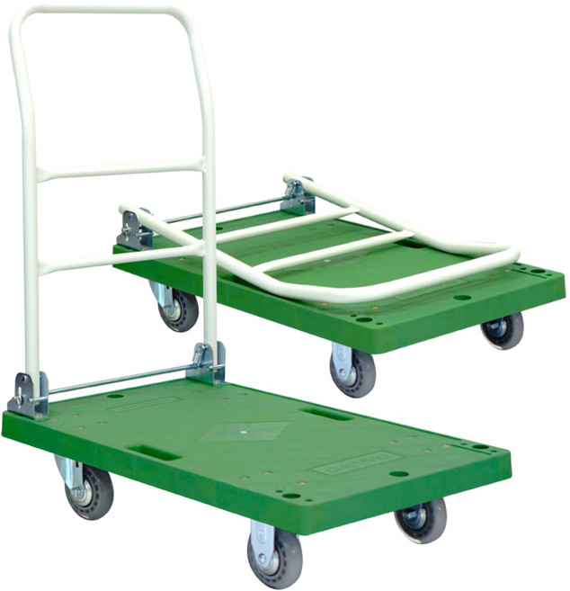 접이식 대차 운반카트 사각대차 손잡이 포함 투명 무소음 우레탄 인라인 바퀴 중형 760x460 그린 기본형, 1개, 접이식대차, 접이식대차 그린 투명 중형 기본형