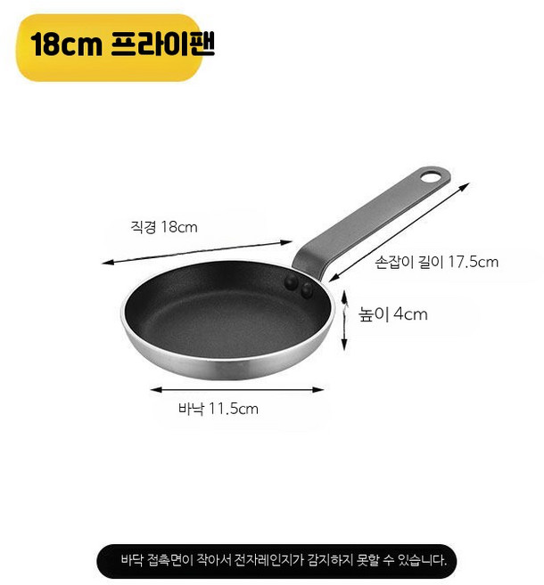 조리용품 일반프라이팬 알루미늄 논스틱 소형 미니 에그팬 14cm 18CM 논스틱 프라이팬, 1개