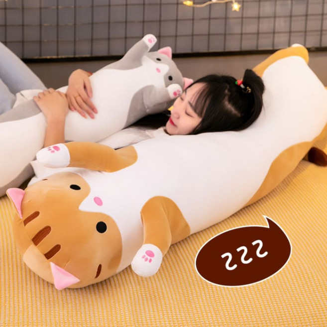 대형 고양이 롱 바디필로우 50cm 수면 쿠션 모찌 찰떡260617EA, 그레이