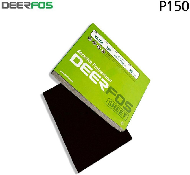 디어포스 KA164 사슴표 페파 P150 유연 사포 목공DIY, 50개
