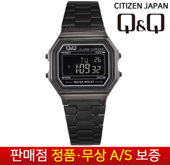 QnQ By Citizen [큐앤큐][정품무상AS] 빈티지 블랙 메탈 클래식 정장 손목시계 M173J-005Y