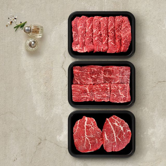 [농협안심한우] 1++등급 한우 모둠구이 한판 600g (보섭+설깃+우둔), 1개