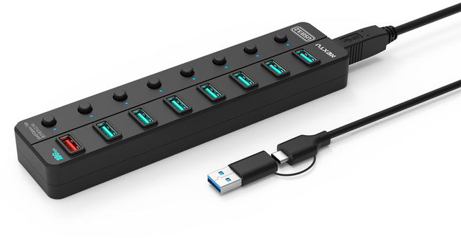 넥스트유 8포트 유전원 USB3.2 멀티허브 NEXT-UH358-10G, 혼합색상, 1개