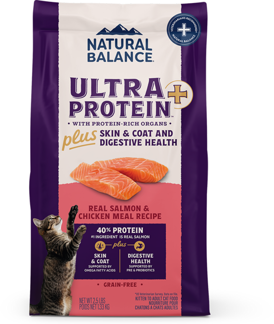 내추럴발란스 전연령 울트라 프로틴+ 스킨 앤 코트 앤 다이제스티브 캣 레시피 건식사료, 닭+연어, 2.26kg, 1개
