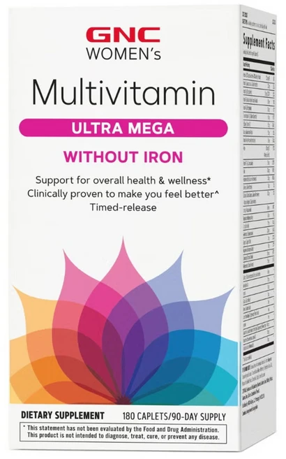 [정품 미국 직배송] GNC 여성용 울트라 메가 철분 미포함 180정 캐플렛 Womens Ultra Mega Without Iron 180cts, 1개 - 쿠팡