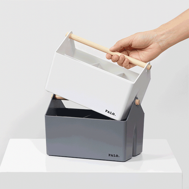 우드핸들 분할칸막이 정리함 팔로 컴팩트 오거나이저, GRAY-273399, 1개