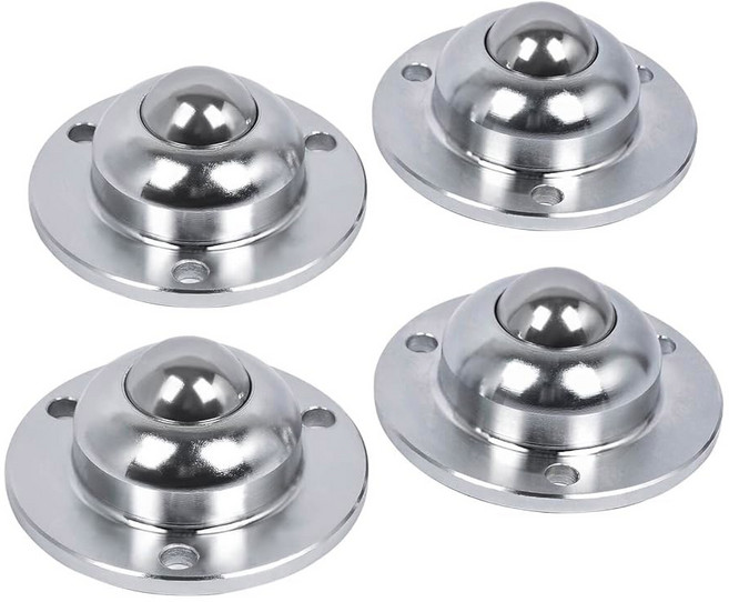 롤러 볼 이송 베어링 캐스터 - 변속기 장비 컨베이어용 플랜지 장착 장치 1인치 3홀 범용 회전 강철 및 탄소강 총 하중 4개 세트 1160파운드