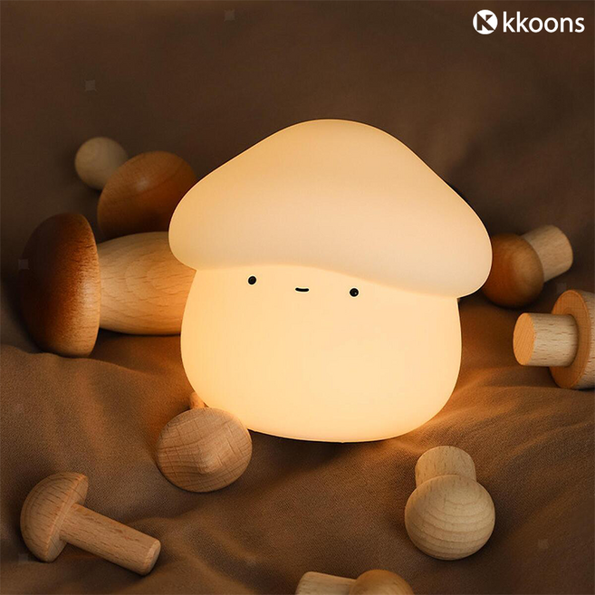 꾼스 귀여운 버섯 캐릭터 무드등 터치 실리콘 충전식 무드등, 버섯무드등(개별박스)