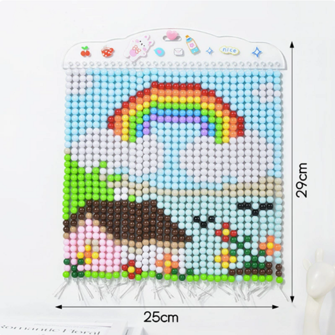 리빙릿 DIY 비즈발 만들기 키트 컬러 구슬 커튼 도안 공예 세트, 1세트, 레인보우하우스