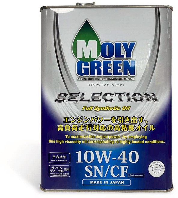 MOLY GREEN 全合成引擎機油 SN/CF 日本製造 高性能引擎保護, 1瓶, 10w40, 4L