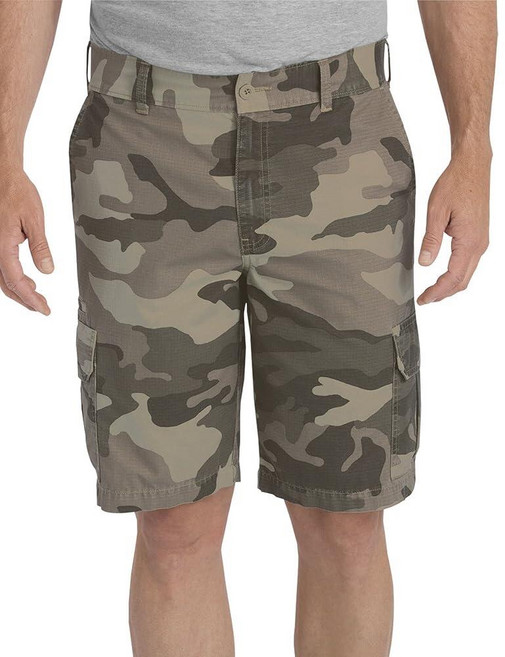 Dickies 남성용 27.9cm(11인치) 릴렉스 핏 경량 립스톱 카고 반바지 스톤워시드 페블 브라운/블랙/올리브 카모 V1 30 382761