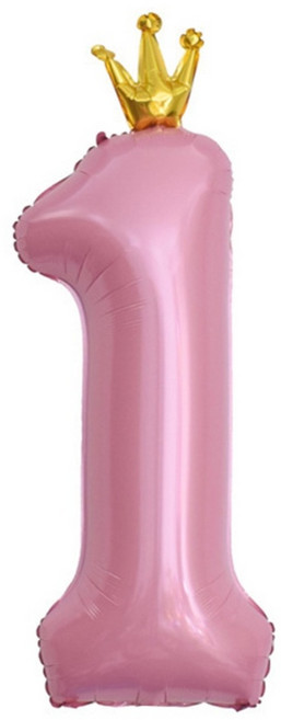 이벤트홀릭 초대형 왕관 숫자은박풍선, 핑크 1